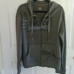 DKNY Distressed Muted Olive Green Hoodie